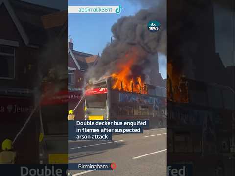 A bus went up in flames on a #birmingham road, in what police think was an arson attack #itvnews