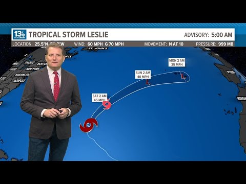 Early Friday Update on Tropical Storm Leslie