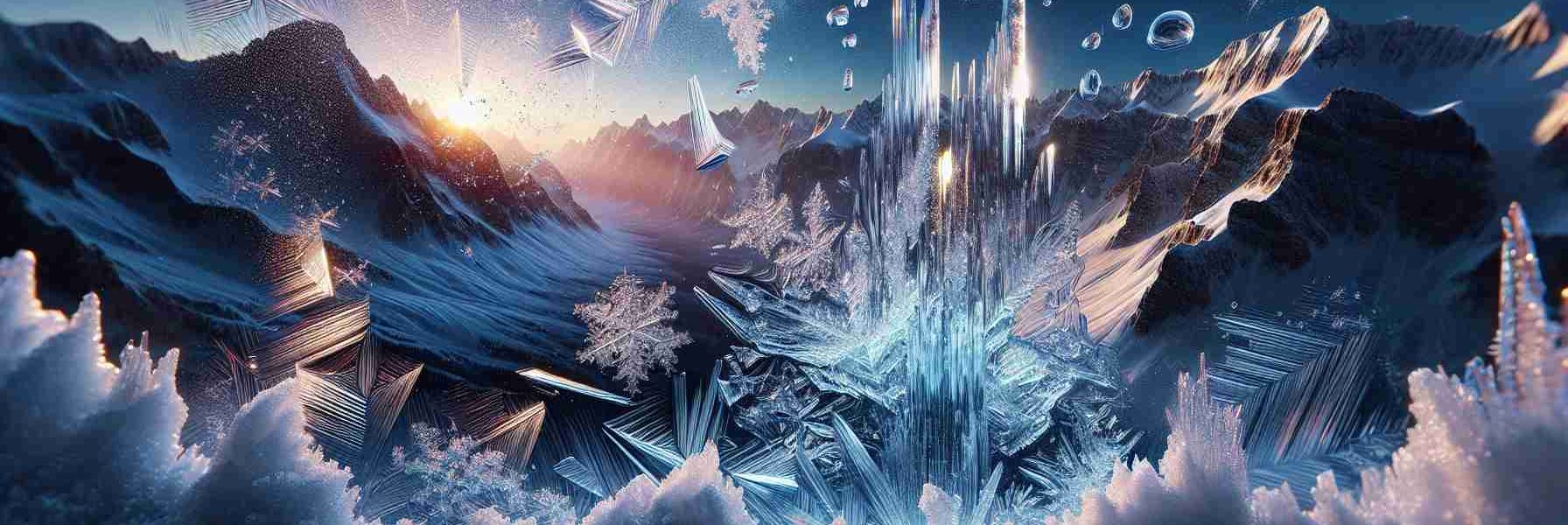 A realistic, high-definition image showcasing the mesmerizing world of ice, uncovering the secrets of its formation. The scene captures ice in various stages of its lifecycle - everything from the initial formation of frost crystals on a windowpane to massive, awe-inspiring glaciers. Delicate patterns are emblazoned on frozen surfaces while bright, refracted light creates a colorful display. This imagery delves deep into the beauty and science behind the phenomenon of ice, illuminating the mystery and intrigue of these captivating frozen formations.