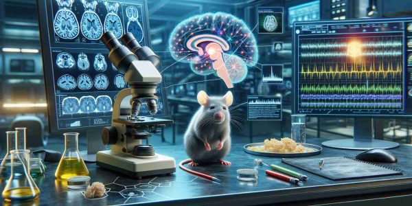 Realistic, high-definition depiction of a scientific breakthrough study which reveals interesting sleep-related brain signals in mice. The image should include visuals of a laboratory setting with various equipment used in neuroscience research such as microscopes, brain scans, and graphs indicating brain activity. In the center should be a mouse implying it's the subject of the study, while a diagrammatic representation of a mouse brain with highlighted areas signaling sleep activity might also be included.