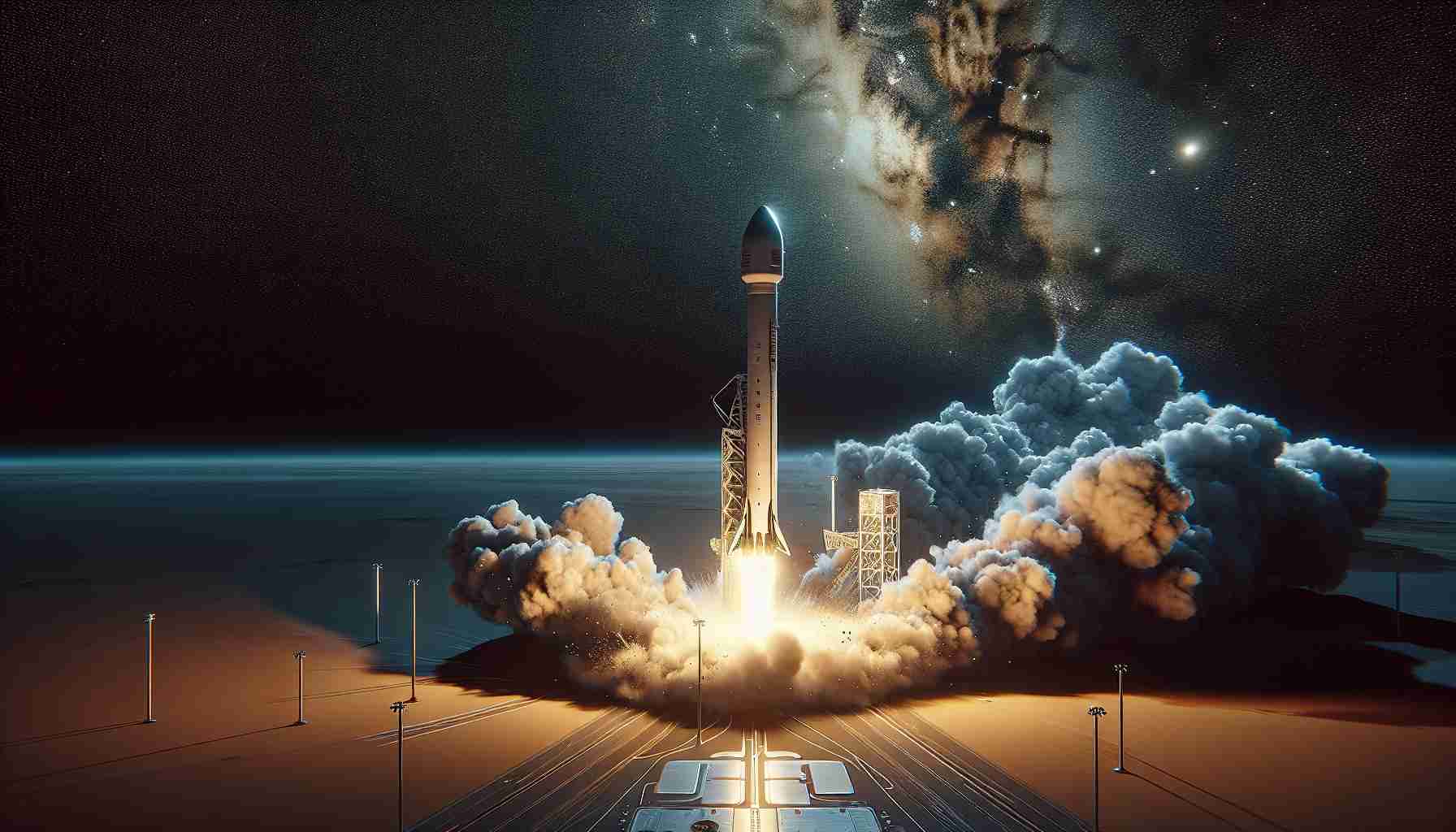 Generate a high-resolution, realistic image of a Falcon 9 Rocket, an impressive feat of modern engineering, as it experiences an unexpected challenge during its journey in space. Capture the intense drama of the situation by paying careful attention to the details of the rocket, the shocking event, and the vast expanse of the universe around it.