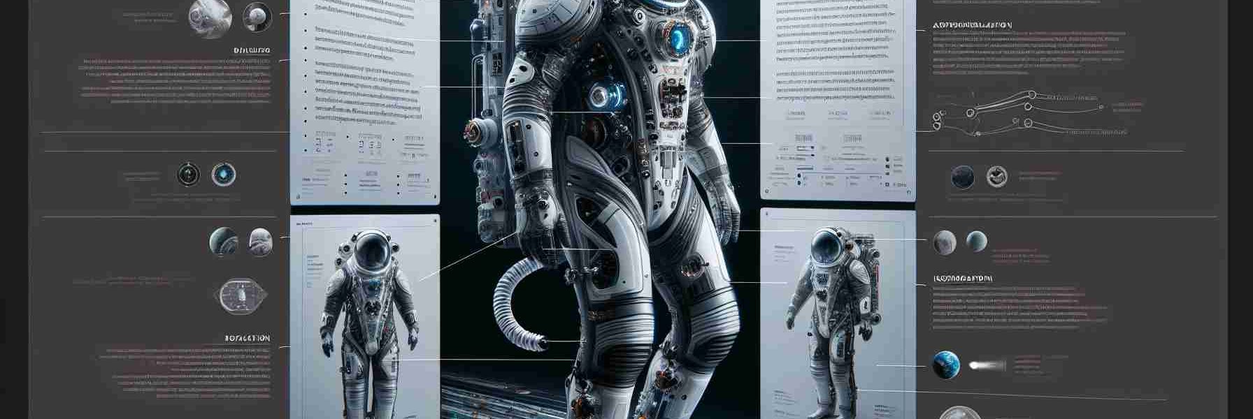 A detailed and high definition portrayal of innovative space suits, specifically designed for lengthy space missions. The image should capture the intricacy and uniqueness of these suits, showcasing their advanced technology and their long lifespan. They are aesthetically futuristic, featuring sleek designs that anticipate the needs of astronauts on enduring journeys. Additionally, consider the unforgiving environment of space, with factors like vacuum, radiation, and extreme temperatures dictating the novel ingenuities of these suits.