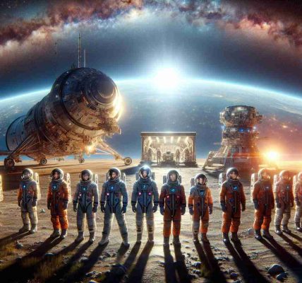 Realistic high-definition image of the fictitious trailblazers of a remarkable space exploration in the unnamed organization's Historic Polaris Dawn Expedition. This includes astronauts of various genders and descents in their spacesuits, standing solemnly before a technologically advanced spacecraft, with the vibrant hues of the earth's atmosphere as a backdrop.