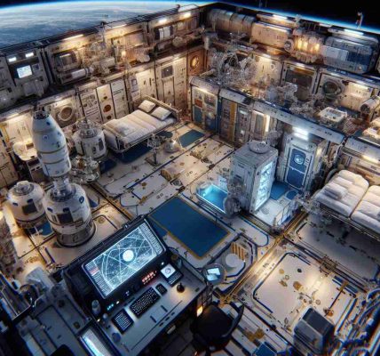 A realistic, high-definition image that showcases the extended stay area for astronauts on the International Space Station. The depicted area should include the living quarters with state-of-the-art equipment and facilities. The tight spaces, zero-gravity environment, and sci-fi look should be highlighted. The image should depict elements like sleeping pods, exercise equipment, and food and drink facilities. Also, include features indicative of research and exploration activities like observation windows, workstations with computers, and scientific tools. Remember to show signs of habitation, with small details like personal items floating around, a sense of organization within chaos. The ambiance should reflect the uniqueness of living above Earth.