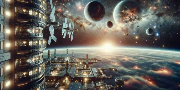 A highly detailed and realistic image portraying an imagining of 'Beyond the Stars'. Picture a thriving space station, a multi-platform setup suggesting various launch services. Integrated into the scene are advanced technology and futuristic designs. Distant planets, galaxies, and numerous stars stretch far into the backdrop, serving as a stunning view while reminding us of the vastness of the universe. The scene is lit partially by the warm glow of a nearby star, offering a hint of ethereal beauty, and partially by the cold, artificial lights of the space station, giving it a technological edge.