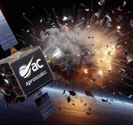 A realistic, high definition image of a generic satellite exploding in space, littering multiple debris around. The logo of a fictitious aerospace technology company is emblazened on its side. The scene raises concerns about the safety measures of such technology companies.