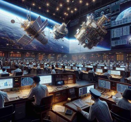 A high-definition, realistic image capturing China's accomplishments in reusable satellite technology. The scene presents a lifelike glimpse into a space mission control center, bustling with activity. Officers of varying descents such as Hispanic, Asian, Caucasian and Black, both men and women, are examining data on large screens and communicating updates through headsets. Prominently featured is a detailed model of a reusable satellite, demonstrating the advanced technology. The atmosphere is electric with the anticipation of a launch, painted with a mix of tension and excitement.