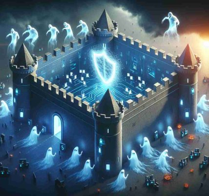 Create a high-definition, realistic image depicting a metaphorical representation of a surge in cybersecurity threats towards a company named 'Fortum'. The composition should include a secure fortress under the attack of ghost-like, eerie specters, representative of the cyber threats. The specters could be trying to breach the fortress walls, symbolizing attempts at hacking. Visible in the epicenter of the fortress, there should be a glowing shield illustrating the company's defense efforts.