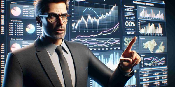 A photorealistic HD image of a prominent tech entrepreneur expressing concern over the issues of government overspending and national debt. He is pointing to a multitude of charts and graphs on a digital screen behind him, vividly illustrating the economic situation. He's middle-aged with short-cropped hair and glasses, sporting a business-casual outfit.