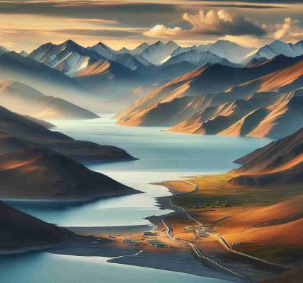 Generate a high-definition, realistic image of new infrastructural advancements at the frontier of the Pangong Tso, a serene lake located in the Himalayas.