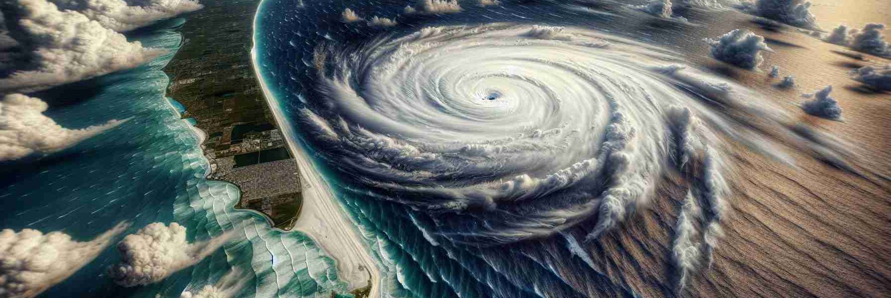 Generate a high-definition photo-realistic image depicting a large, spiraling hurricane named Milton as it approaches the Gulf Coast of Florida, USA. The sea beneath should appear turbulent with powerful waves due to the storm, while the surrounding sky should be fraught with menacing storm clouds. The coastline and a part of Florida should be visible in the distance with the natural landscapes and some architecture.