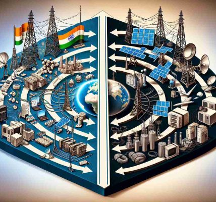 An ultra-high definition, realistic illustration demonstrating the concept of India's connectivity showdown between domestic and foreign solutions. Envision a diagram where on one side there are Indian technological symbols, like traditional telecommunication towers, satellite dishes and fiber-optic cables. On the opposite side, depict foreign technology symbols like next-generation satellites, robust servers and advanced modems. In between, imagine arrows signifying the back and forth, representing the confrontation. Make sure to add a globe in the background to signify the global aspect of the conflict.