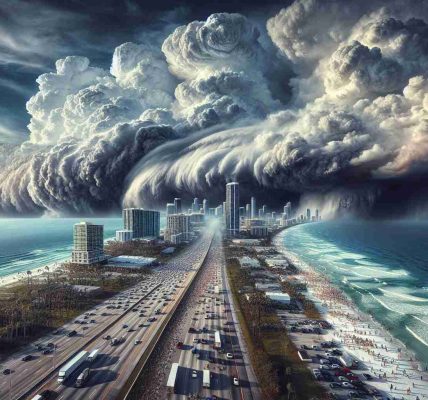 High-definition, realistic picture displaying the state of Florida in the throes of preparing for an incoming major hurricane dubbed Milton. The image should feature ominous storm clouds gathering over coastal cities, people rushing to secure their homes, and lines of cars evacuating along highways. Nature's impending fury coupled with human resilience and preparation should be a central theme.