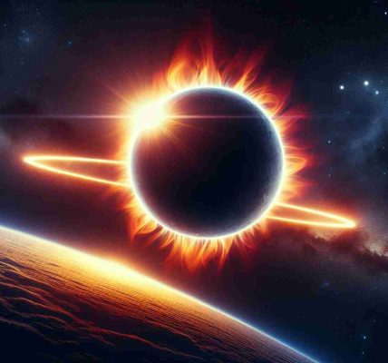 Realistic high-definition image showcasing a 'Ring of Fire' Solar Eclipse. The eclipse takes center stage, as the Moon passes between the Earth and Sun. On the periphery of the moon, the Sun's fiery light appears as a brilliant ring, creating the 'Ring of Fire' effect. Deep space filled with stars serves as the backdrop while the Earth's atmosphere in the foreground gives a sense of perspective.