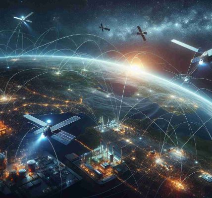 Illustrative conceptual image in realistic high definition style showing the opportunities in Satellite Internet of Thing (IoT) Connectivity. The image can include different satellites in the orbit, connected with lines representing their network connection. Visible on the Earth's surface could be various industries or facilities like a factory, hospital, school or a home, highlighting their connectedness via satellite. The deep, starry space serving as a backdrop, could enhance the feeling of endless opportunities.