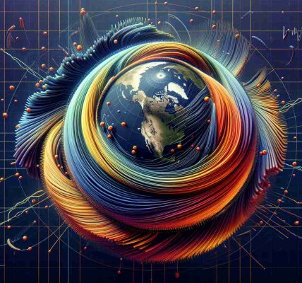 Visual representation in high definition of Earth's magnetic field reversal events. Show the poles switching, with the north becoming south and vice versa. Include a detailed view of the planet with lines illustrating the magnetic field's trajectory and fluctuations over time. Use colors to represent different intensities of the magnetic field. Try to make it an accurate and scientific depiction, yet aesthetically pleasing.