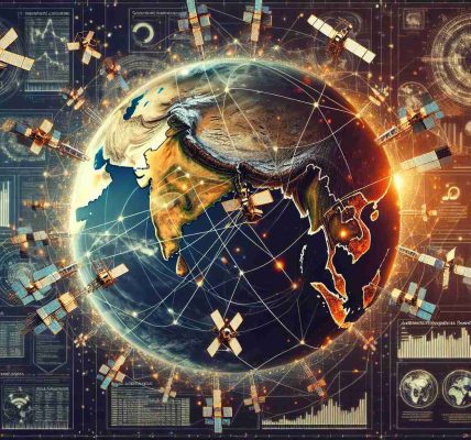 A detailed visual representation encapsulating the concept of India's transition to administrative spectrum allocation for satellite internet. Picture an intricate network of satellites orbiting Earth, visible lines connecting them to signify communication links. Emphasize India's geographic location with diagrams and symbols depicting administrative elements. Add aesthetic touches to this high-definition digital art to give a comprehensive feel of the subject.