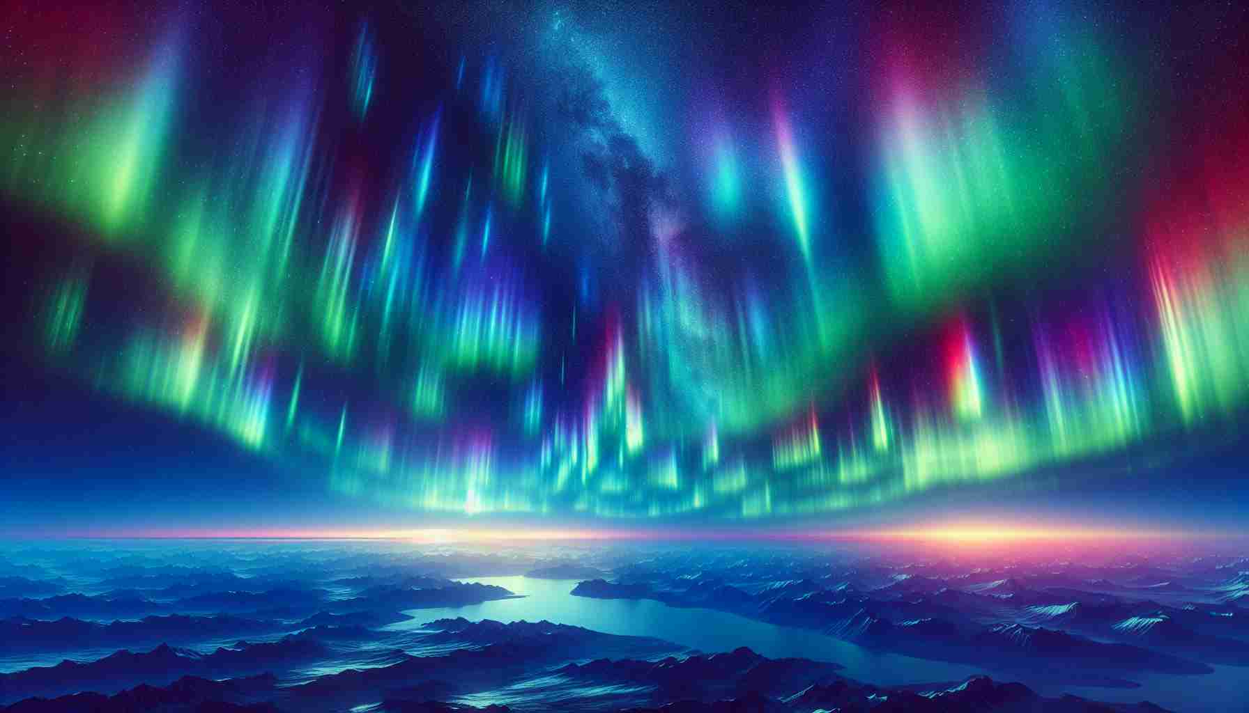 Generate a high-definition, realistic image of the skies being swept by vibrant and breathtaking auroras, in the aftermath of a solar eruption. The auroras should be shimmering in a myriad of colors, casting a spectral glow on the landscape below. The sky should be clear, enabling an unhindered view of the cosmic spectacle. The solar eruption is not visible, but its effect in the form of the auroras is the central focus of the image.