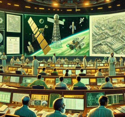 High-definition photo illustrating the green signal for India's new space surveillance initiative. The scene includes intricate depictions of official documents and approvals, cutting-edge satellite technology, and command stations filled with diligent teams of diverse professionals. The depiction incorporates South-Asian men and women in various roles, from engineers in the control room bristling with monitors projecting complex telemetry data, to scientists working meticulously on new satellite designs.