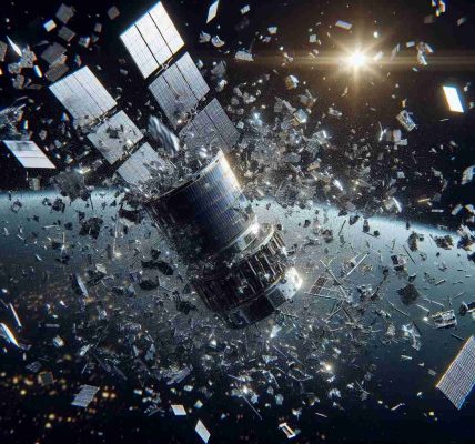 Depict a highly realistic and high-definition scene in space where a satellite is breaking up into numerous pieces. The scene illustrates a palpable concern over the increasing problem of space debris. Various fragments of the satellite are scattering in multiple directions, reflecting off the sun's rays, adding to the semblance of a dangerous cloud of objects orbiting the Earth.