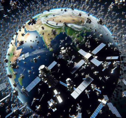 A high-definition image of satellites in Earth's orbit, illustrating rising concerns over congestion. The scene should depict an exaggerated number of satellites cluttering the space around Earth, possibly near the point of colliding. The satellites should vary in shapes and sizes, symbolizing different countries and companies. The planet Earth along with its thin atmosphere in the background, provides a natural context.