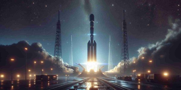 High-definition, realistic image of a future satellite launch, where new communication satellites are set to be deployed into the cosmos. The scene captures the rocket as it stands on the launching pad, bathed in the pre-dawn light. The sky above is a deep, star-speckled blue, and the rocket's silhouette looms large against it, encapsulating both the immense challenge and incredible marvel of space exploration.