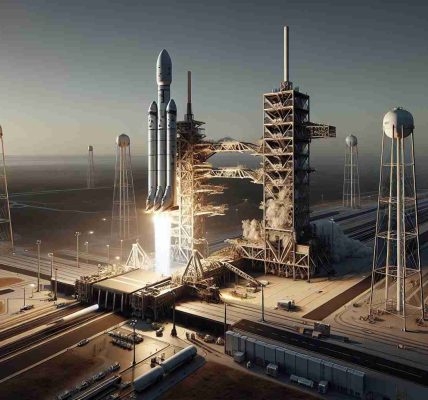 Realistic high definition depiction of a spacecraft similar to the Falcon 9, ready on the launchpad for an imminent liftoff following operational clearance. The image should capture the detailed engineering of the rocket, as well as the surrounding infrastructure, including the towering launch tower, service structure, and other integral parts of the launch site. The skies should be clear and the anticipation of the upcoming mission palpable.