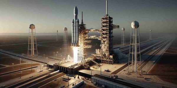 Realistic high definition depiction of a spacecraft similar to the Falcon 9, ready on the launchpad for an imminent liftoff following operational clearance. The image should capture the detailed engineering of the rocket, as well as the surrounding infrastructure, including the towering launch tower, service structure, and other integral parts of the launch site. The skies should be clear and the anticipation of the upcoming mission palpable.