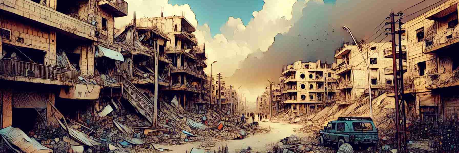 A high-definition illustration capturing the scenes of destruction and conflict in Southern Lebanon. This visual should focus on the environment itself, showing damaged infrastructure such as crumbling buildings and deserted streets. It should not depict any actual persons or figures. The scene should create an emotional impact, representing the harsh realities of conflict. Preferably, the sky should be overcast, adding to the intensity and dramatic effect of the situation.