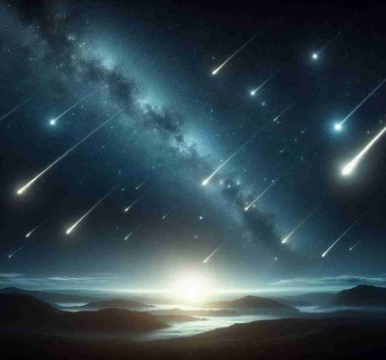 Create a hyper-realistic and high-definition image showcasing the Draconid meteor shower occurring on a Monday night. The scene should be beautifully atmospheric, with a dark, clear sky, twinkling stars, and a stunning meteor shower featuring multiple but sparse meteors streaking across the sky. The shower should have the distinct feature of emanating from the constellation Draco, which should be subtly visible in the image. A sense of anticipation for a celestial event should be conveyed.