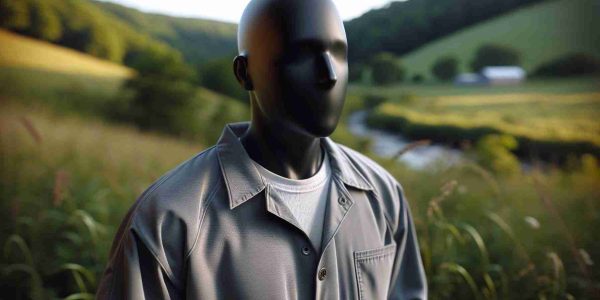 Realistic high-definition image of an unidentified inmate, showcasing the details of their prison uniform from a minimum-security facility. The setting is in a nature-filled location, hinting at the rural landscapes of West Virginia. No identifiable personal characteristics are present, purely focusing on the attire and environment.