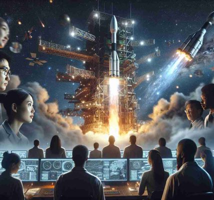 A high-definition, realistic portrayal of Japan fortifying its military communications through the launch of a fresh satellite into the cosmos. The backdrop sets in the night sky peppered with stars, where the gleaming satellite is mid-launch, leaving a trail of fire and smoke. On the ground, a dedicated team of mixed-gender engineers, including Caucasians, Hispanics, Asians, and Black personnel, eagerly monitoring the launch, their faces illuminated by the glow from screens showing complex graphs and data. Their expressions reflect the gravity of the mission yet hold a spark of excitement at this technological advancement.