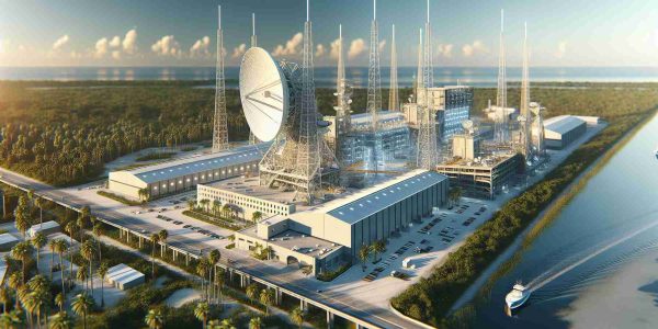 A high-definition, realistic image depicting an expansion project designed to enhance satellite production. The scene is set in Florida, showcasing either the exterior or the interior of the facility that's expanding. Emphasize the technological advancements and burgeoning constructions indicative of progress and growth. Add elements hinting at the surroundings of the Sunshine State, such as palm trees or clear skies.