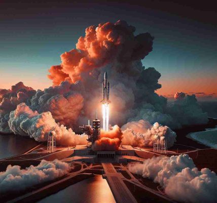 Generate a high-definition, realistic image of a contemporary commercial spacecraft launching from Florida. The launch pad is nestled within an expansive landscape, edged by the ocean's blue waters. Massive plumes of smoke and steam billow upward as the rocket blasts off the platform, piercing through the clear sky. The setting sun paints a stunning palette of oranges, reds, and purples across the horizon, further dramatizing this impressive display of scientific achievement and exploration.