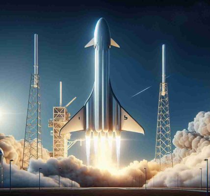 Create a realistic, high-definition image of an upcoming SpaceX Starship test flight. The spacecraft is in the process of launching, showcasing new innovative designs. Include the sight of the launch pad, billowing smoke beneath the spacecraft, and a blue sky above. The Starship's sharp lines and futuristic design should be clearly visible, further emphasizing the groundbreaking technology used in its construction.