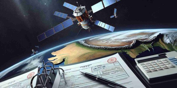 Realistically detailed high definition image of an illustrative scenario where a private space company is seeking the necessary permissions to provide satellite internet services in the country of India. The image depicts a series of advanced and sleek looking satellites in the orbit above Earth, with India clearly visible on the planet's surface. It also shows paperwork with official stamps implying the bureaucratic process involved.