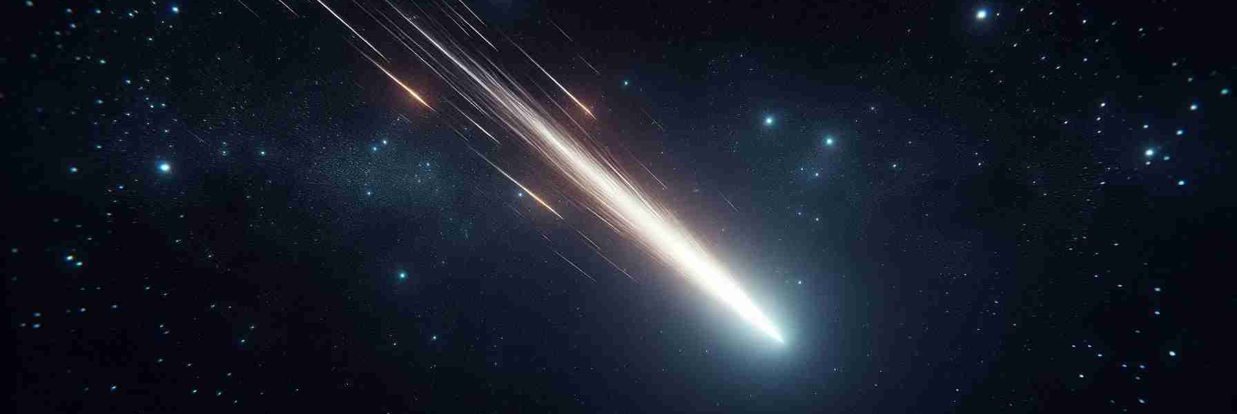 High-definition, realistic image of a mysterious streak illuminating the dark night sky. The streak, potentially a meteor burning through the Earth's atmosphere, is creating an enchanting glow. The night sky around the streak is inky black, filled with sparkling stars, offering a contrast to the bright streak.