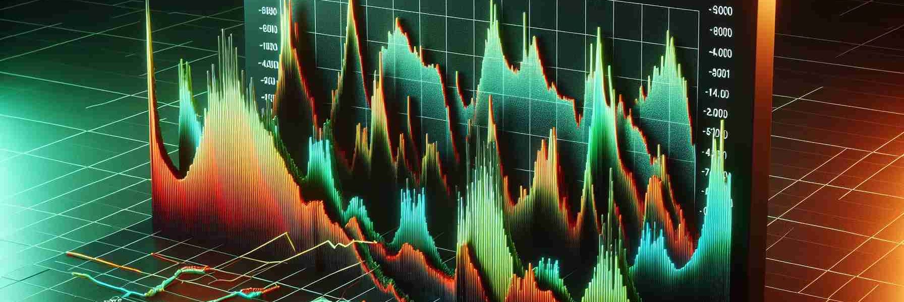 High definition, realistic image of a graph or chart depicting the EchoStar Corporation's quarterly loss amidst fluctuating subscriber numbers. The graph should show negative values indicating loss and fluctuations on the Y-axis, representing the changing numbers of subscribers over time on the X-axis. The color scheme should correspond to positive (green) and negative (red) changes.