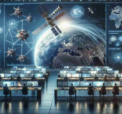 Realistic, high-definition image representing a revamping of a country's space strategy for national security. This can include elements such as satellites displayed on a large screen, people of diverse descents and genders analyzing data and strategizing in a command center, a visualization of space debris tracking, and a globe displaying connectivity networks.