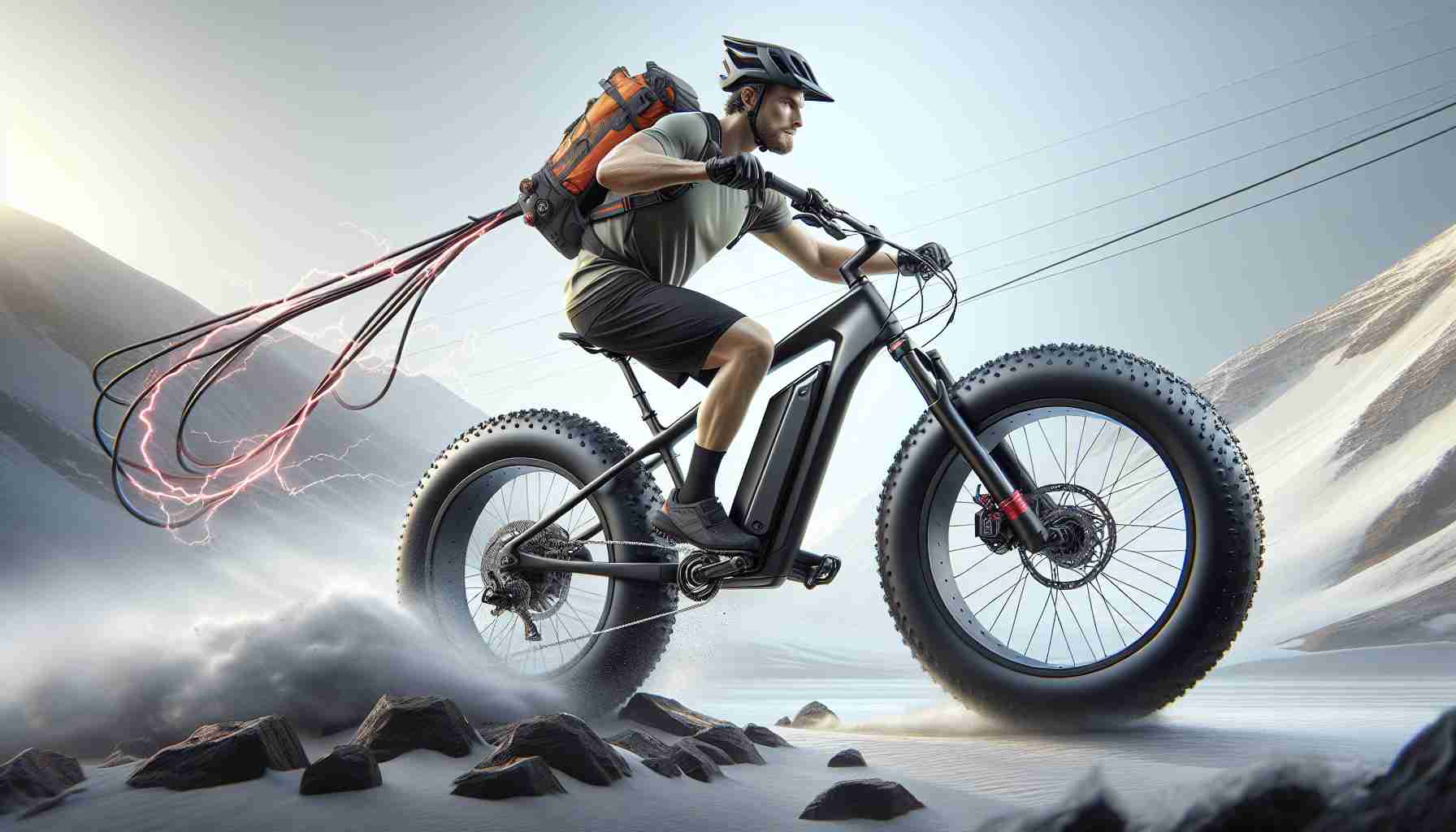 Render a realistic, high-definition image of an ultra-powerful e-bike that transforms your rides! Discover this amazing fat bike!