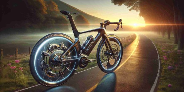 A photo-realistic and high definition image of an innovative cycling experience. The scene captures the dawn of a new era in biking with state-of-the-art bicycles that embody latest technology advancements. The forefront of the image showcases a futuristic-looking bicycle with sleek design, cutting-edge gears, carbon fiber body, and enhanced performance capabilities. The background includes a beautiful cycling path adorned by nature, perhaps signifying the harmonious blend of progression and nature. The horizon gleams with the break of dawn, symbolizing the start of this new era.