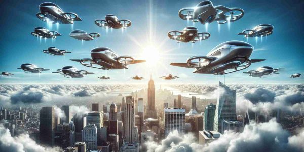 Realistic high definition image portraying the future of air travel. The scene embodies the concept of new flying cars that have arrived. Visualize an array of futuristic, sleek, aerodynamically-designed flying cars soaring through a sky adorned with billowing white clouds with a radiant sun shining brightly. The backdrop could be a sprawling city skyline with tall skyscrapers, but the focus remains on these groundbreaking cars showcasing advancement in technology.