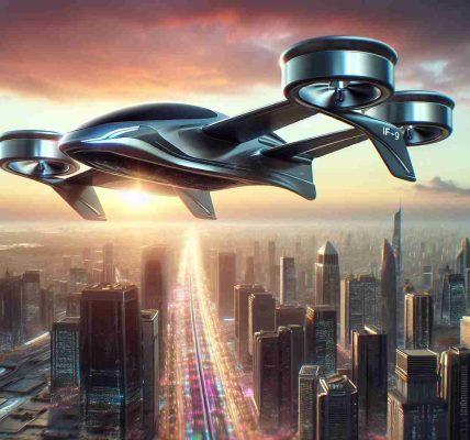 A realistic and high-definition image of an imaginary future where 'IF-9', a sleek, state-of-the-art flying car, is dramatically altering the landscape of transportation. The flying car is modern and aerodynamic, with shining metallic surfaces and powerful propellers, hovering effortlessly above a futuristic cityscape. It is transitioning from the ground and soaring upwards into a bright, technicolor sky that hints at limitless possibilities. The city below is bustling with activity, yet also accommodating for this fascinating new mode of transport, thus embodying the concept of 'soaring into the future'.