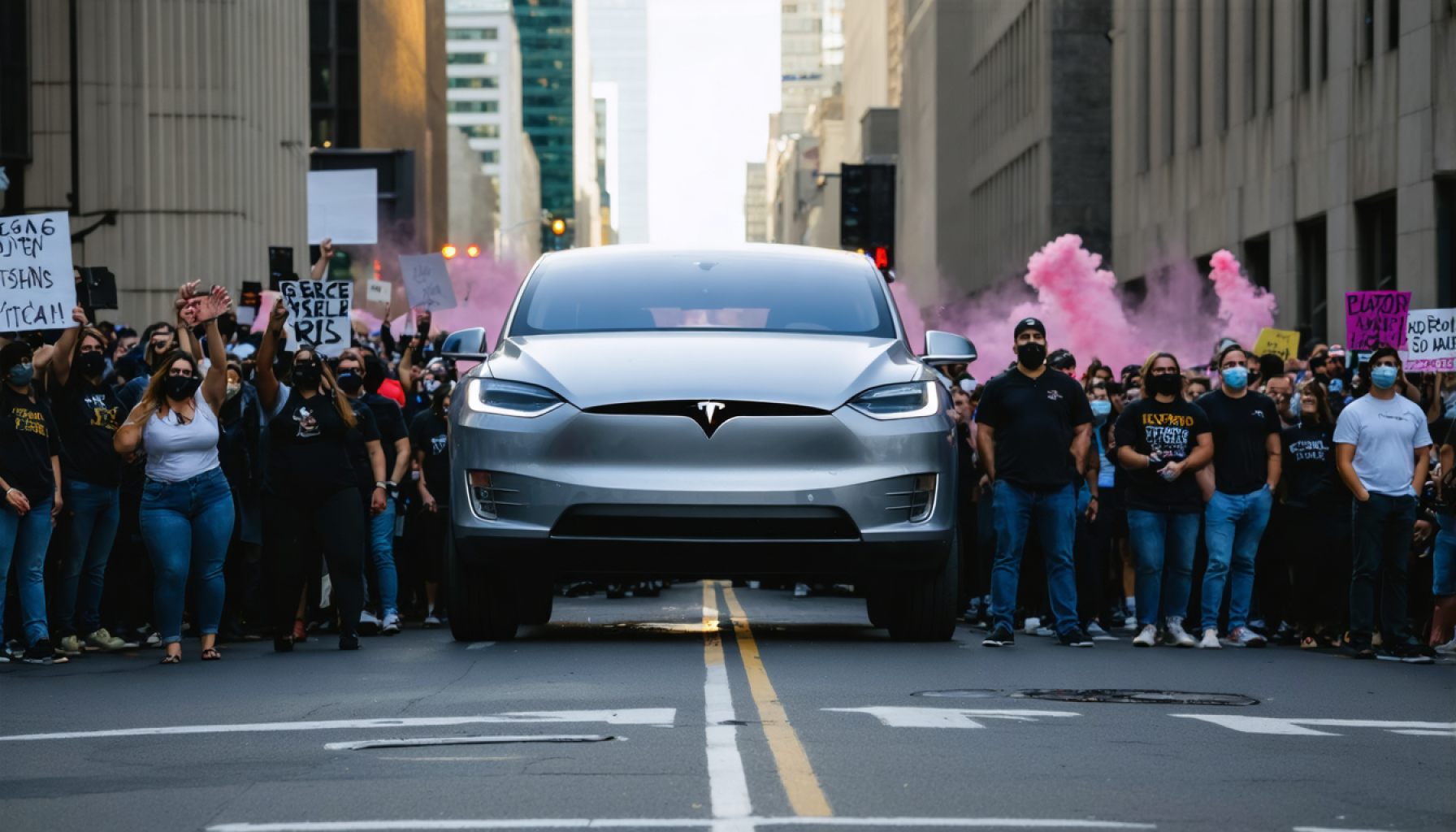 Tensioni Crescenti: Folle Invadono le Strade di Boston nelle Proteste contro Tesla