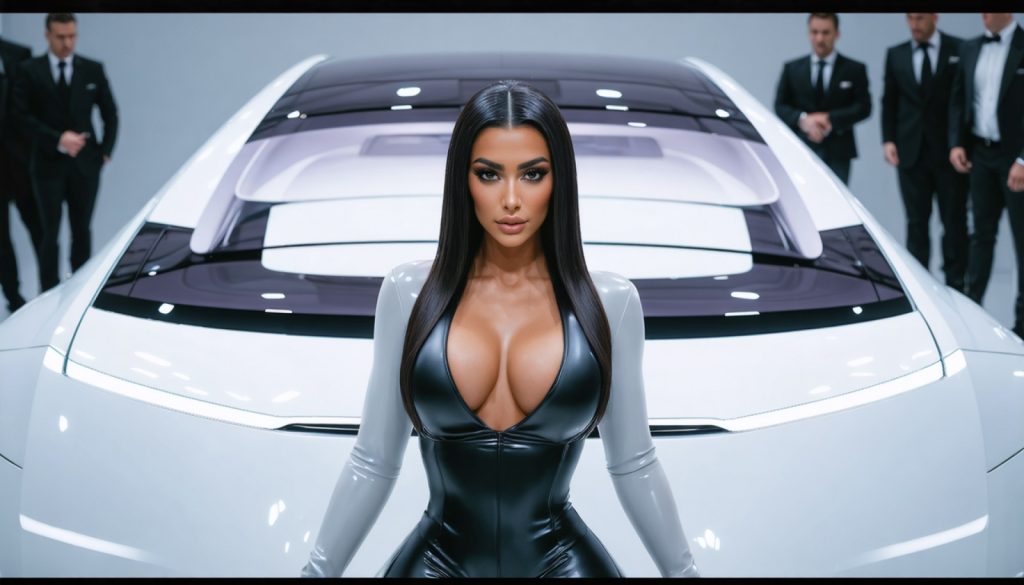 The Futuristic Fusion: Kim Kardashian's Glamour Meets Tesla's Technological Marvels